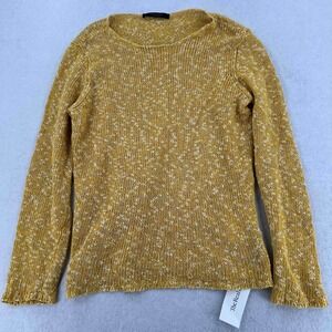 NWT Messagerie Women's Round Neck Sweater Long Sleeve Yellow Pullover Size XL